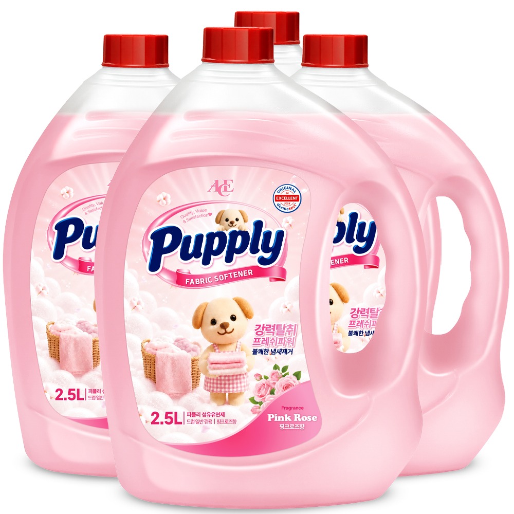 고농축 섬유유연제 3배, 그 기준이 자사 제품이더라고요 — 에이스퍼플리 핑크로즈 2.5L 4통