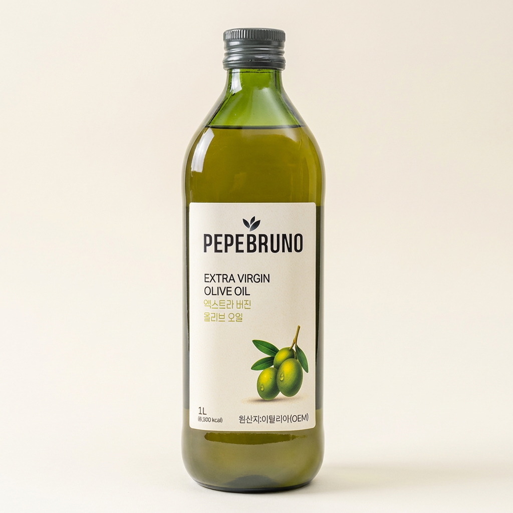올리브오일 산도 0.26%, 페페브루노 1L 12,500원 — 영양표 87%는 100ml 기준이에요