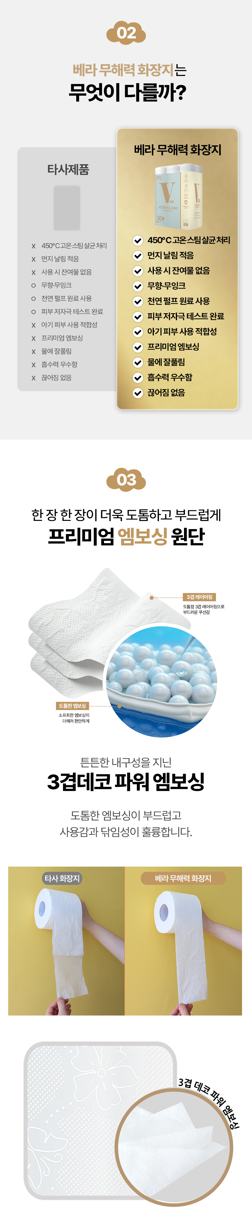 베라 무해력 화장지 라인업 - 4ZERO 클래식 3겹 25M, 플러스 3겹 30M, 슈퍼 4겹 25M