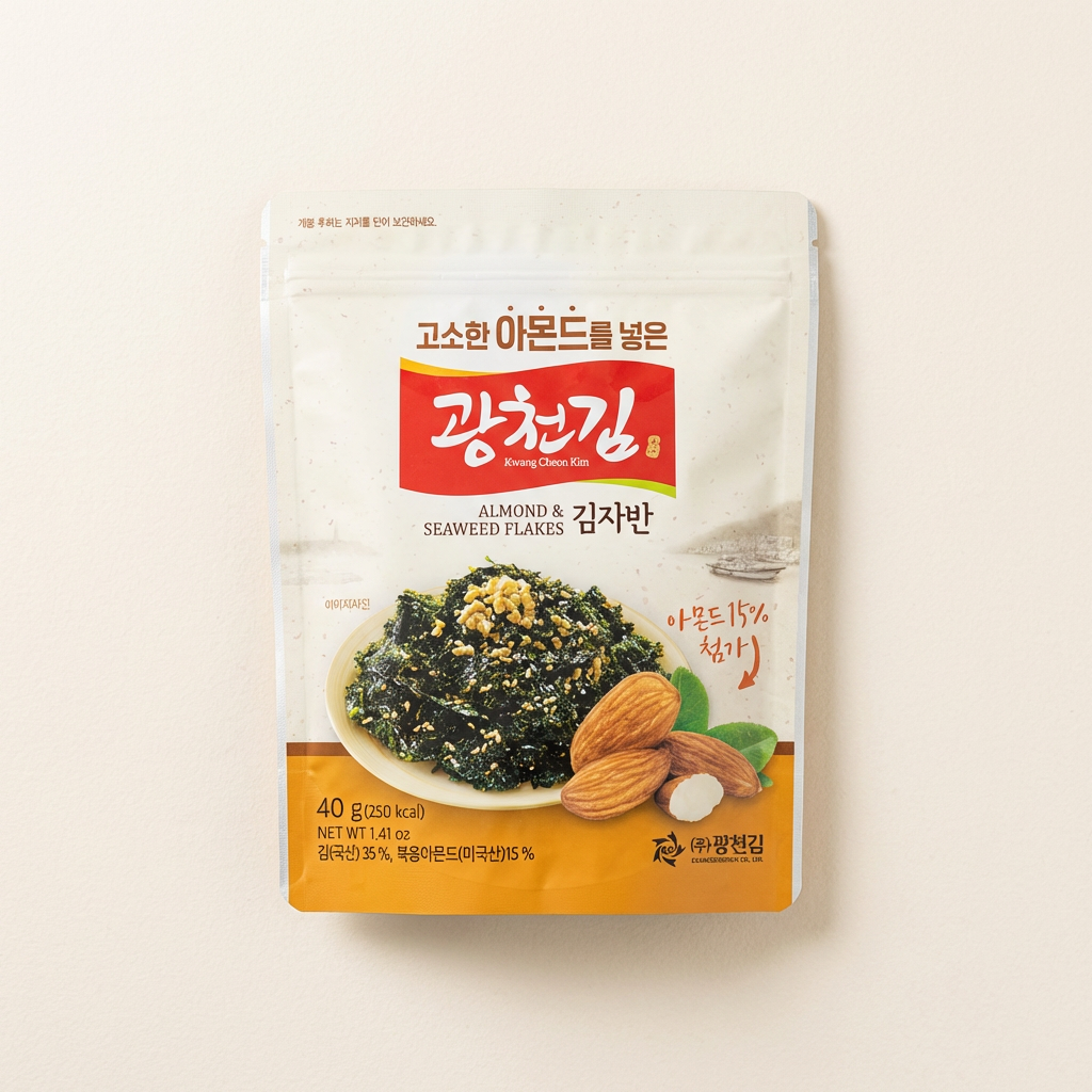 김자반 추천 보다가 원재료 2위가 아몬드가 아니라 옥배유 29%더라고요 — 광천김 아몬드 김자반 40g 10봉