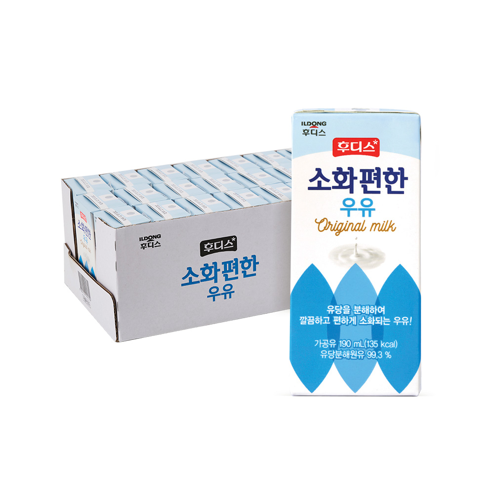 소화 잘되는 우유, 유당을 뺐다는데 남은 유당량은 라벨에 안 적혀 있어요 — 후디스 소화편한 우유 24개