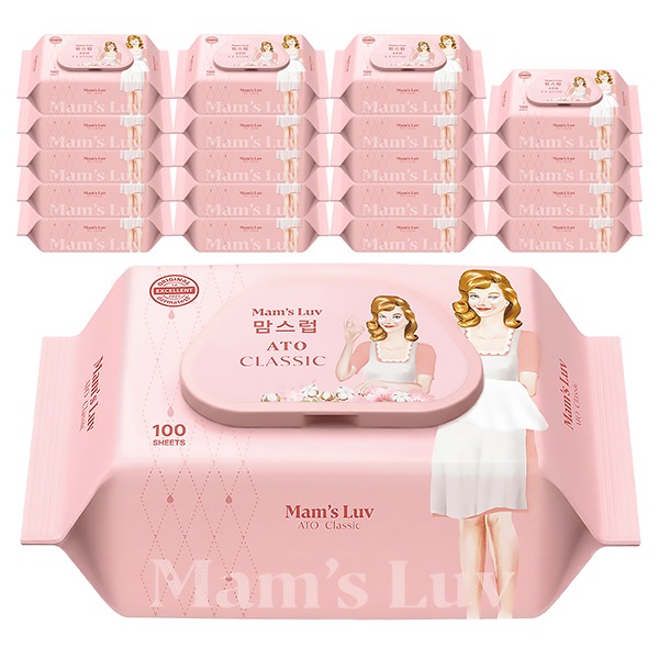 물티슈 평량 찾아봤더니 40gsm, 같은 브랜드 세 종류 중 제일 얇더라고요 — 맘스럽 아토클래식 100매 20팩