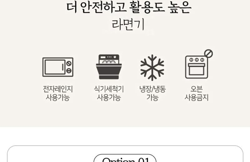 맥스앤맥스 라면용기 전자레인지 식기세척기 냉장냉동 가능, 오븐 사용금지 아이콘