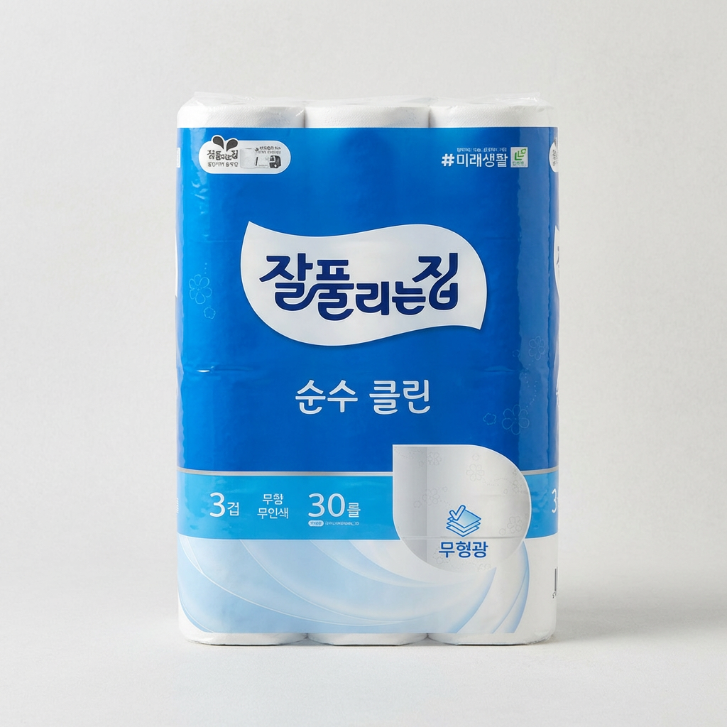 3겹 화장지 30롤인데 한 롤이 25m예요, 30m로 치면 50롤 분량 — 잘풀리는집 순수 클린 2팩